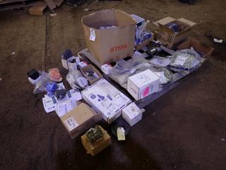 Qty Of Oregon Sprockets, Cylinder Heads, Pullies, Cylinder Covers, Filters, Auger Cable And Assorted Supplies **Located In Fort McMurray**