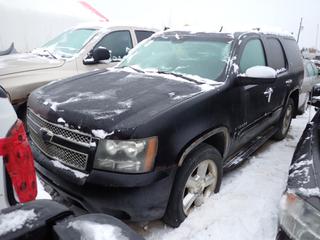 2008 Chevrolet Tahoe LTZ 4X4 SUV c/w 5.3L, A/T, Power Sunroof And P265/70R17 Tires. Showing 271,370kms. VIN 1GNFK13028J153241 *Note: Back Hatch Window Missing, Rear Bumper Damaged, Passenger Rear Door Handle Missing, Drive Belt Missing* **Located In Fort McMurray**