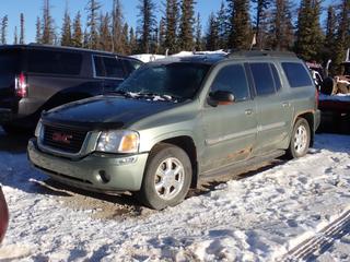 2004 GMC Envoy XL SUV c/w 4.2L Vortec, A/T And 245/65R17 Tires. VIN 1GKET16S646139424 *Note: Windshield Cracked, Minor Rust, No Key, Running Condition Unknown, Buyer Responsible For Removal* **Located In Fort McMurray**