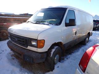 2004 Ford E250 4X2 Cargo Van c/w 4.6L Econoline, A/T And LT245/75R16 Tires. VIN 1FTNS24W34HA34273 *Note: Windshield Cracked, Rust Throughout Body And Passenger Window Broken, No Key, Running Condition Unknown, Buyer Responsible For Removal* **Located In Fort McMurray**