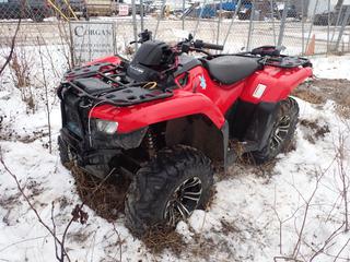 2022 Honda Rancher 4X4 ATV c/w AT26X9R12 Front And AT26X11R12 Rear Tires. VIN 1HFTE4029N4801684 *Note: No Key, Running Condition Unknown, Buyer Responsible For Removal* **Located In Fort McMurray**