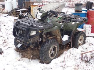 2005 Polaris Sportsman 450 4X4 ATV c/w 12V Winch, AT205/90R12 Front And AT270/60R12 Rear Tires. VIN 4XAMH50A15B681241 *Note: Seat Missing, No Key, Running Condition Unknown, Buyer Responsible For Removal* **Located In Fort McMurray**
