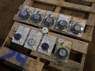 Qty Of (6) Unused STIHL Durocut 5-2 Mowing Heads c/w (3) Unused STIHL Poly Cut 5-3 Blade Cutters **Located In Fort McMurray**