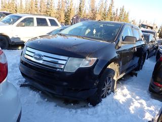 2008 Ford Edge Sel AWD SUV c/w 3.5L, A/T, Power Sunroof And 245/60R18 Tires. Showing 335,284kms. VIN 2FMDK38CX8BB06179 *Note: Windshield Cracked, Scratches, Rust Throughout Body, Tire Off Bead* **Located In Fort McMurray**
