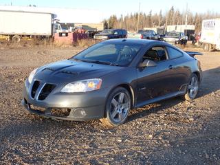 2008 Pontiac G6 GXP 2-Door Coupe c/w 3.6L V6, A/T, Power Sunroof And 225/50R18 Tires. Showing 136,630kms. VIN 1G2ZM177884178865 *Note: No Reverse, Missing Plastic Grille Front And Windshield Cracked, Transmission Issues* **Located In Fort McMurray**