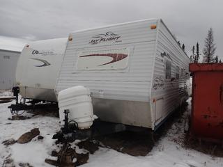 2005 Jay Flight 27-BH T/A Travel Trailer c/w 7500lb GVWR, 110V, Microwave, Stove, Bathroom, (2) Propane Tanks, 2 5/16 Ball Hitch And ST205/75R15 Tires. VIN 1UJBJ02N751EF0629 *Note: Buyer Responsible For Removal* **Located In Fort McMurray**