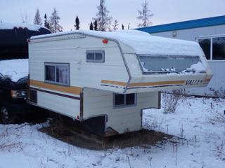 1980 Valley Leisure Import 76 Camper C/w 11ft Overall Length, Fridge, Stove, Staircase, Hyd Jacks (Located inside Camper) SN B.A595 *Note: Buyer Responsible For Removal* **Located In Fort McMurray**