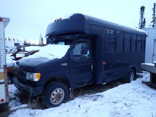 1997 Ford Econoline E-Super Duty Bus c/w Power Stroke Turbo Diesel, A/T, 14,050lb GVWR, 4600lb Fronts, 9450lb Rears And LT225/75R16 Tires. Showing 470,265kms. VIN 1FDLE40F8VHA40163 *Note: Running Condition Unknown, Buyer Responsible For Removal* **Located In Fort McMurray**