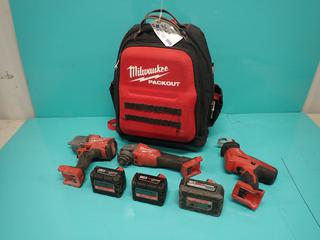 Milwaukee 18V 1/2in Impact, 4 1/2in-5in Grinder Reciprocating Saw, Milwaukee battery Pack And Batteries And Charger **Located In Edmonton**