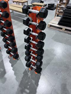 Dumbbell Rack c/w (2) 20lb, (2) 12lb, (2) 10lb and (2) 8lb Dumbbells
