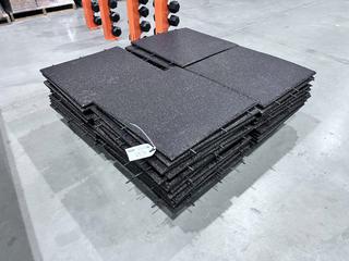 Qty Of (46) 24in X 24in X 1in Interlocking Rubberized Fitness Flooring 