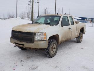 2008 Chevrolet Silverado 2500 4X4 Extended Cab Pickup c/w 6L, V8, A/T, Storage Box And LT245/75R16 Tires. Showing 163,524kms. VIN 1GCHK29K38E214251 *Note: Rust, Scratches, Dents* PL#53 **LOCATED @ 210 MACDONALD CRESCENT, FORT MCMURRAY, AB**