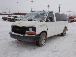 2013 Chevrolet Express AWD Van c/w V8, A/T And LT245/75R17 Tires. Showing 561,625kms. VIN 1GNSHBF44D1175561 *Note: Rust, Dents, Scratches, No Ignition, Running Condition Unknown* PL#69 **LOCATED @ 210 MACDONALD CRESCENT, FORT MCMURRAY, AB**