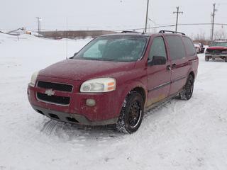 2005 Chevrolet Uplander 4X2 SUV c/w 3.5L, A/T And 225/60R17 Tires. Showing 267,503kms. VIN 1GNDV03L75D162191 *Note: ABS Light On, Rust, Scratches, Dents* PL#74 **LOCATED @ 210 MACDONALD CRESCENT, FORT MCMURRAY, AB**