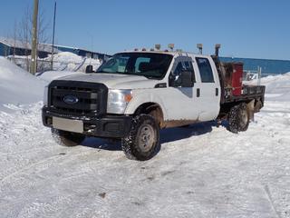 2015 Ford F350 Super Duty 4X4 Flat Deck c/w 6.2L, A/T, General 9ft X 7ft Deck, Storage Cabinet And LT285/65R18 Tires. Showing 268,517kms. VIN 1FD8W3F66FEC05988 *Note: Driver Window Requires Repairs, Rust, Scratches, Dents, Transmission Line Leaking* *PL#83 **LOCATED @ 210 MACDONALD CRESCENT, FORT MCMURRAY, AB**
