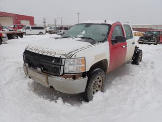 2011 Chevrolet Silverado 4X4 Cab And Chassis c/w V8, A/T And LT285/65R18 Tires. Showing 460,290kms. VIN 1GC1KVCG8BF187802 *Note: No Back Seat, Rust, Scratches, Plastic Front Bumper Missing* PL#86 **LOCATED @ 210 MACDONALD CRESCENT, FORT MCMURRAY, AB**