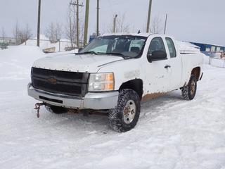 2009 Chevrolet Silverado 2500 4X4 Extended Cab Pickup c/w 6L, V8, A/T And LT235/85R16 Tires. Showing 118,077kms. VIN 1GCHK49K19E102464 *Note: Rust, Dents* *PL#88 **LOCATED @ 210 MACDONALD CRESCENT, FORT MCMURRAY, AB**