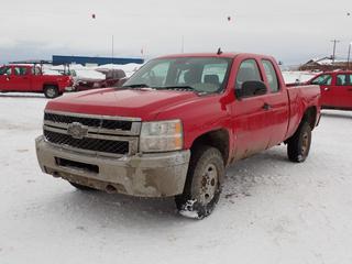 2009 Chevrolet Silverado 2500HD 4X4 Extended Cab Pickup c/w 6.0L V8 Gas, A/T And LT235/85R16 Tires. Showing 117,647kms. VIN 1GCHK49KX9E103693 *Note: Dent On Drivers Side And Tailgate, No Brakes, Hole In Floor, Running Condition Unknown* *PL#2 **LOCATED @ 210 MACDONALD CRESCENT, FORT MCMURRAY, AB**