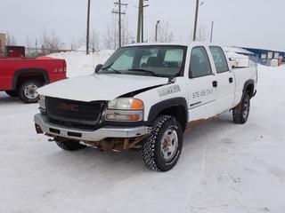 2007 GMC Sierra 2500 Classic 4X4 Crew Cab Pickup c/w 6L, A/T And LT245/75R16 Tires. Showing 261,430kms. VIN 1GTHK23U47F110242 *Note: Runs, Driving Condition Unknown, Shifter Issues, Dents, Rust, Front Spoiler Missing, Does Not Come Out Of Park, Hood Hinge Broken* *PL#8 **LOCATED @ 210 MACDONALD CRESCENT, FORT MCMURRAY, AB**
