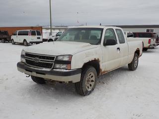 2007 Chevrolet Silverado 1500 Classic 4X4 Extended Cab Pickup c/w 5.3L Vortec, A/T And LT245/70R17 Tires. VIN 1GCEK19B67Z130719 *Note: Rust, Tail Light Missing, No Key, No Ignition, Dash Apart, Running Condition Unknown* *PL#16 **LOCATED @ 210 MACDONALD CRESCENT, FORT MCMURRAY, AB**