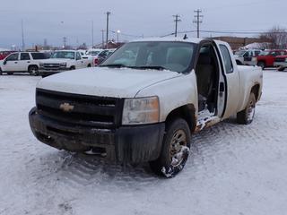 2011 Chevrolet Silverado 4X4 Extended Cab Pickup c/w V8, A/T And LT245/70R17 Tires. VIN 1GCRKPEA2BZ265139 *Note: Dash Apart, Rust, Dents, Wires Cut On Motor, No Alternator Belt, No Driver Door Running Condition Unknown* PL#38 **LOCATED @ 210 MACDONALD CRESCENT, FORT MCMURRAY, AB**