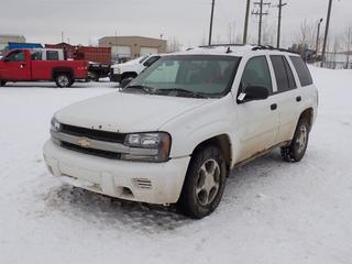 2007 Chevrolet Trailblazer LS 4X4 SUV c/w 4.2L, A/T And LT245/70R17 Tires. Showing 174,495kms. VIN 1GNDT13S272190160 *Note: Transmission Issues, Rear Hatchback Door Requires Repairs, Rust* PL#41 **LOCATED @ 210 MACDONALD CRESCENT, FORT MCMURRAY, AB**