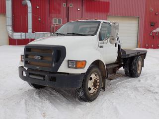 2004 Ford F750 Super Duty 4X2 Flat Deck c/w CAT C7 7.2L Diesel, 6-Spd Manual, 31,000lb GVWR, 10,000lb Fronts, 21,000lb Rears, 11ft X 8ft Deck, 156in WB And 10R22.5 Tires. Showing 51,905 Miles. VIN 3FRPF75N84V697833 *PL#98 **LOCATED @ 210 MACDONALD CRESCENT, FORT MCMURRAY, AB**