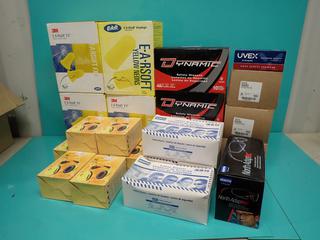 Qty Of Unused E-A-RSoft Earplugs, Peltor H9P3E Earmuffs And Assorted Safety Glasses ** LOCATED IN EDMONTON**