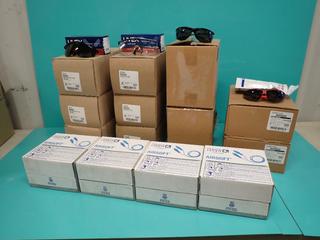 Qty Of Assorted Unused UVEX Safety Glasses And Airsoft Ear Plugs ** LOCATED IN EDMONTON**
