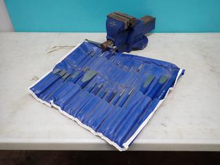 Grey Punch And Chisel Set c/w Record #4 Bench Vise ** LOCATED IN EDMONTON**