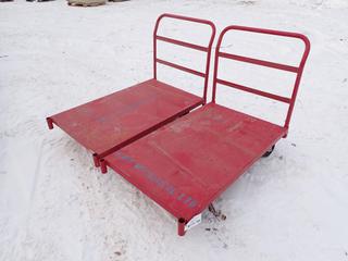 (2) Uline 48in X 30in X 9in Metal Platform Carts ** LOCATED IN EDMONTON**