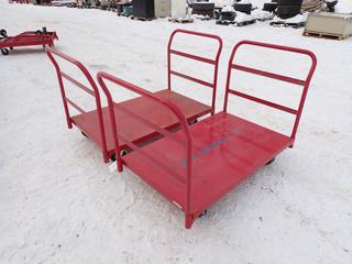 (2) Uline 48in X 30in X 9in Metal Platform Carts ** LOCATED IN EDMONTON**