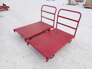 (2) Uline 48in X 30in X 9in Metal Platform Carts ** LOCATED IN EDMONTON**