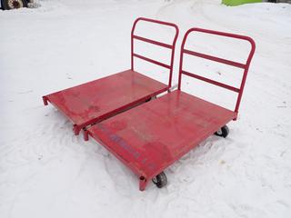 (2) Uline 48in X 30in X 9in Metal Platform Carts ** LOCATED IN EDMONTON**