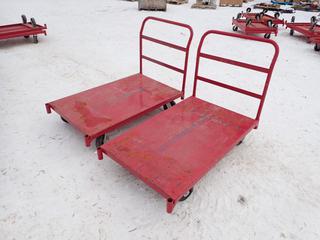 (2) Uline 48in X 30in X 9in Metal Platform Carts ** LOCATED IN EDMONTON**