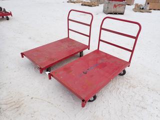 (2) Uline 48in X 30in X 9in Metal Platform Carts ** LOCATED IN EDMONTON**