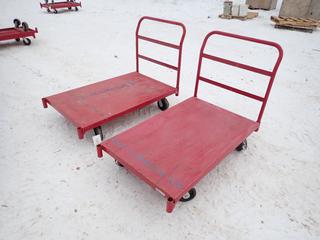 (2) Uline 48in X 30in X 9in Metal Platform Carts ** LOCATED IN EDMONTON**