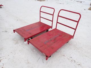 (2) Uline 48in X 30in X 9in Metal Platform Carts ** LOCATED IN EDMONTON**