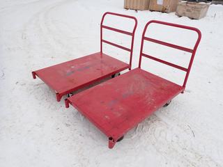 (2) Uline 48in X 30in X 9in Metal Platform Carts ** LOCATED IN EDMONTON**