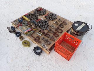 Qty Of (4) Lifting Chains, Shackles And Tie Down Straps ** LOCATED IN EDMONTON**