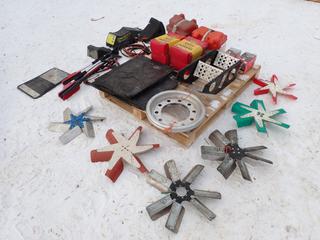 Qty Of Mudflaps, Battery Boxes, Side Step, Wheel Spacers, Motor Fans, Oil Filters, Booster Cables, Wheel Chocks And Assorted Supplies ** LOCATED IN EDMONTON**