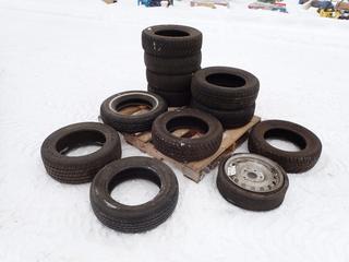 Qty Of (4) Goodyear Nordic P185/65R14, (2) Motomaster 195/65R15, (1) Eagle Goodyear P205/155R15, (1) Nord Frost 185/65R14, (1) Hankook 185/65R14, (1) Peerless P185/75R14 And (1) Bridgestone P185/65R14 Tire ** LOCATED IN EDMONTON**
