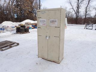 36in X 18in X 72in Storage Cabinet c/w Contents ** LOCATED IN EDMONTON**