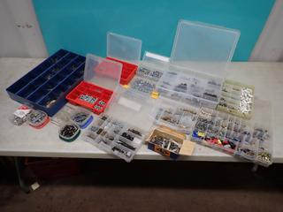 Qty Of Screws, Marrettes, Nuts, Bolts, Nails, Clamps, Plastic Washers And Assorted Supplies **LOCATED IN EDMONTON**