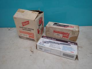 Milwaukee 120V 4 1/2in Grinder, Milwaukee Heavy Duty Router And Skil 3/8in DR Coedless Power Wrench **LOCATED IN EDMONTON**