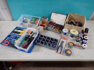 Qty Of Connectors, Electrical Wire, Light Bulbs, Terminal Kit, Wire Ends And Assorted Supplies **LOCATED IN EDMONTON**