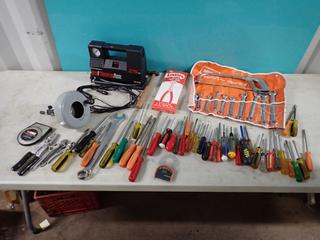 9mm - 22mm Wrench Set, Screwdrivers, Cross Chain Tool, RV/Truck 275PSI Compressor, Wire Strippers And Assorted Supplies **LOCATED IN EDMONTON**
