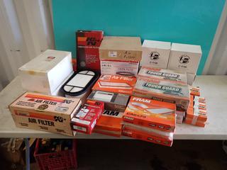 Qty Of Assorted Fram, Honeywell And Baldwin Air And Oil Filters c/w Enerstat K3 Thermostat **LOCATED IN EDMONTON**