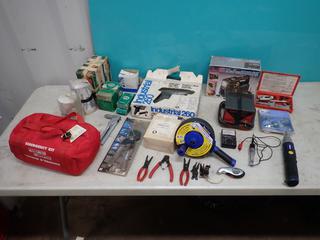 Industrial 260 Holt Melt Glue Gun, Glue Sticks, 12V 3 In 1 200PSI Air Compressor, First Aid Kit, Torcan Battery Charger, Rivet Gun And Assorted Supplies **LOCATED IN EDMONTON**