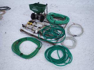 Qty Of Water Hose, Sprinklers And Scotts Standard Broadcast Spreader ** LOCATED IN EDMONTON**